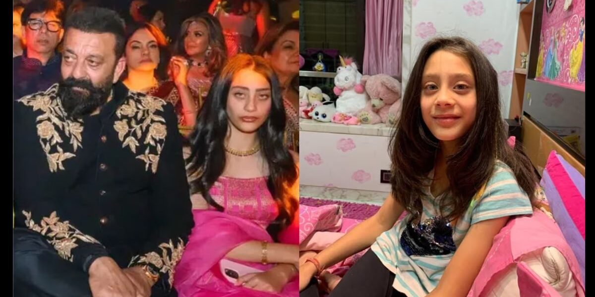 It was difficult to recognize Sanjay Dutt's daughter Iqra, she was seen with her father wearing a pink lehenga